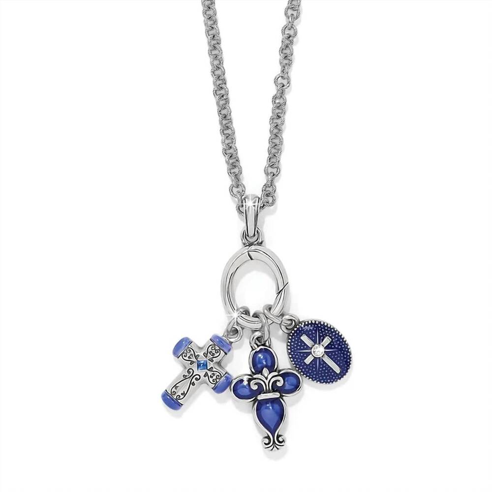 NEW BRIGHTON women's unity cross necklace in silver blue